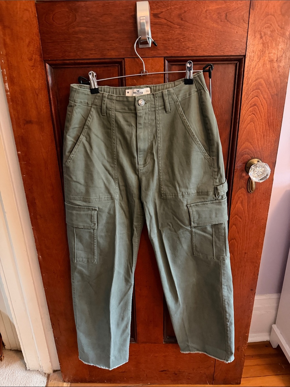 Hollister Olive Green Wide Leg Cargo Jumpsuit-Style Pants